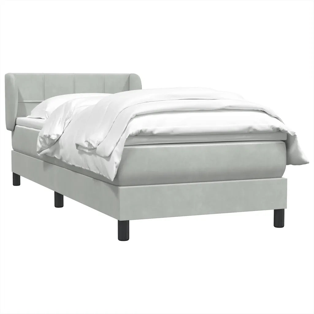 Giroletto a Molle con Materasso Grigio Chiaro 90x220 cm Velluto 3317553
