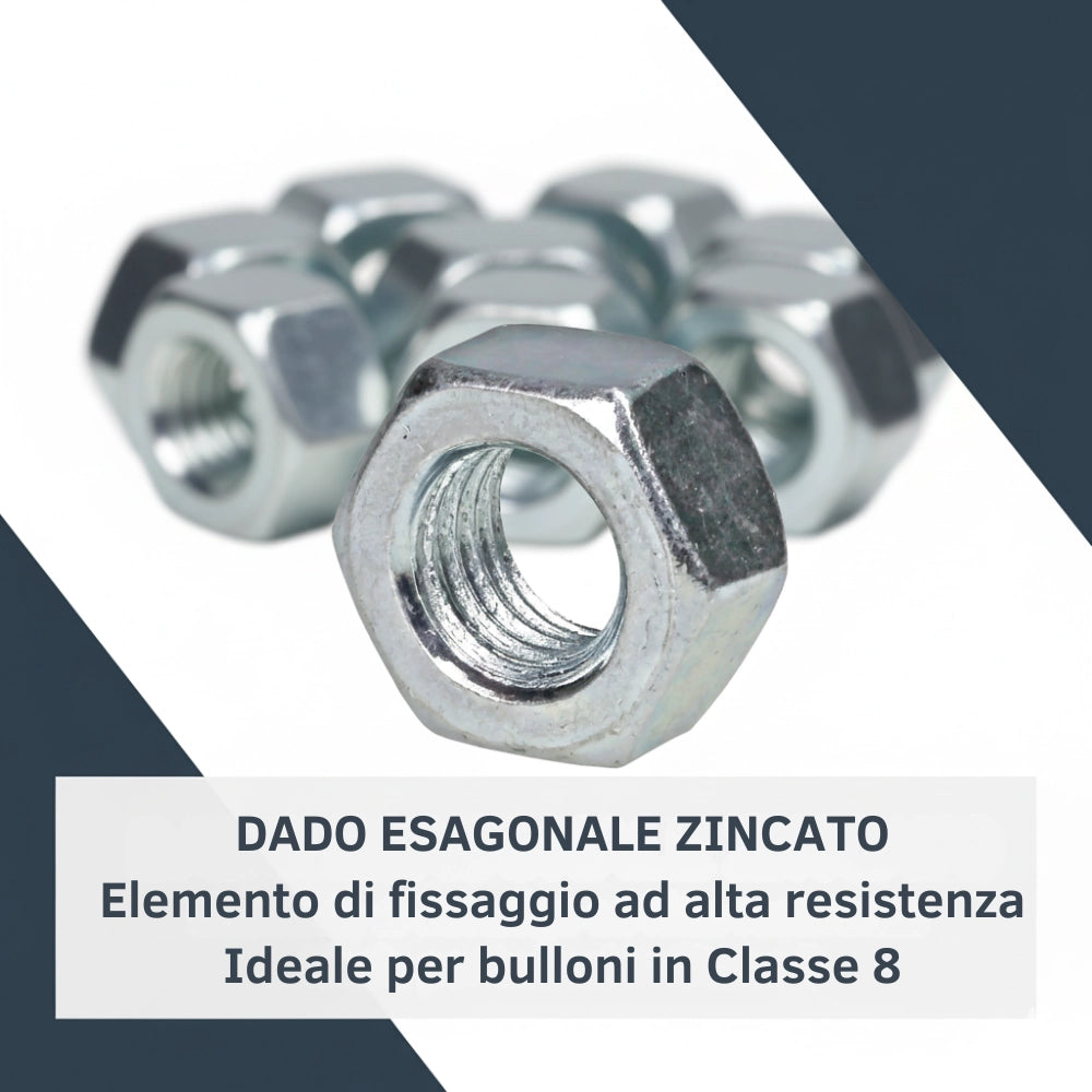 Dado esagonale m8 x 1,25 mm zn5588 confezione 25 pezzi