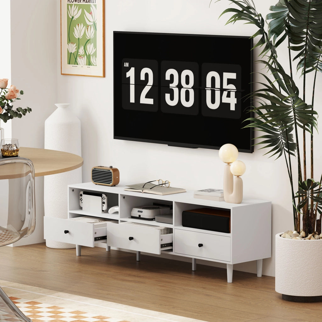 Mobile TV con 3 cassetti e 3 ripiani aperti ¨C Minimal ¨C Bianco 120x30x50 cm