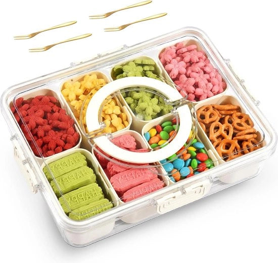 Distributore di Cibo con Coperchio - Contenitore Portatile per Verdure e Frutta