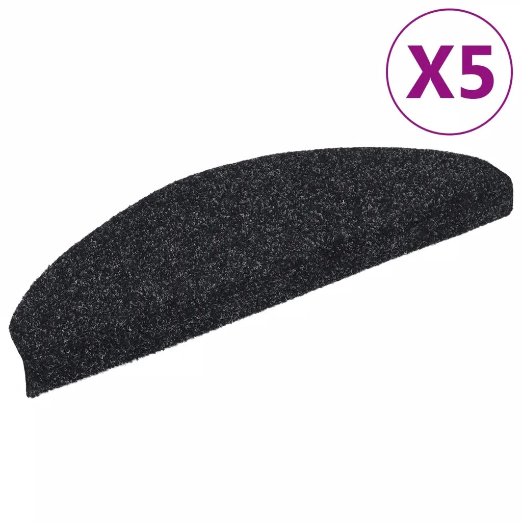 Tappetini per scale autoadesivi 5 pz | Gradini per Scale 65x21x4 cm neri semicircolari grandi