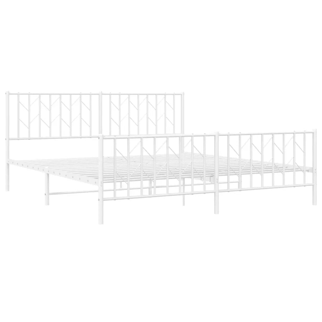 Giroletto con Testiera e Pediera Metallo Bianco 183x213 cm 374509