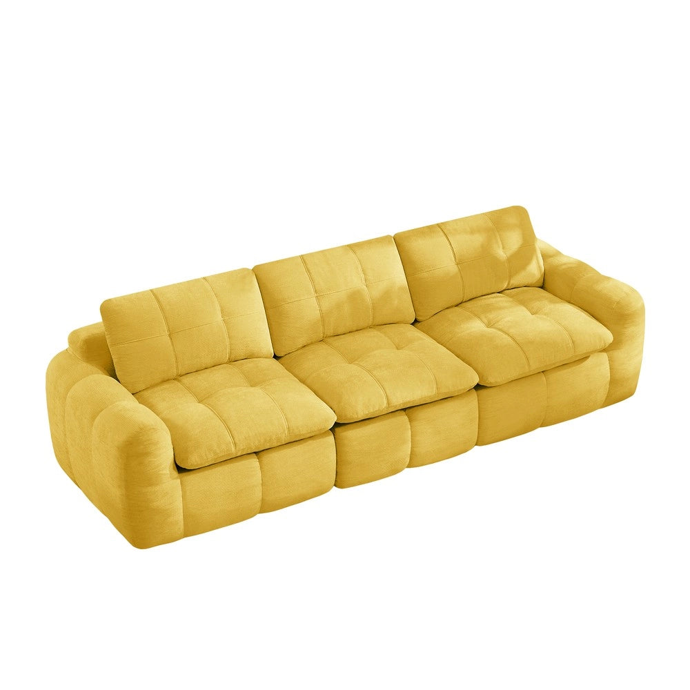Divano 3 posti ¨C Minimal ¨C Giallo, tessuto chenille imbottito con cuscini