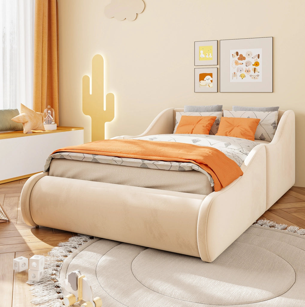 Letto imbottito per bambini 90x200 cm con testiera alta e sponde laterali
