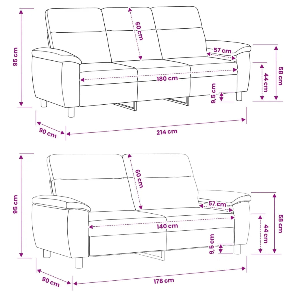 Set di divani 2 pcs Verde chiaro Tessuto 3430729