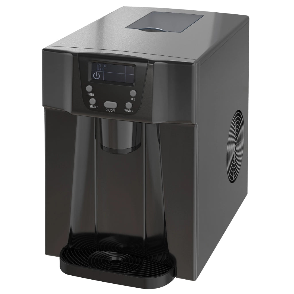 Macchina del ghiaccio con distributore acqua ¨C zephmum ¨C 12kg/24h 9 cubi 6-10 min 25.2x38.9x36.3cm nero