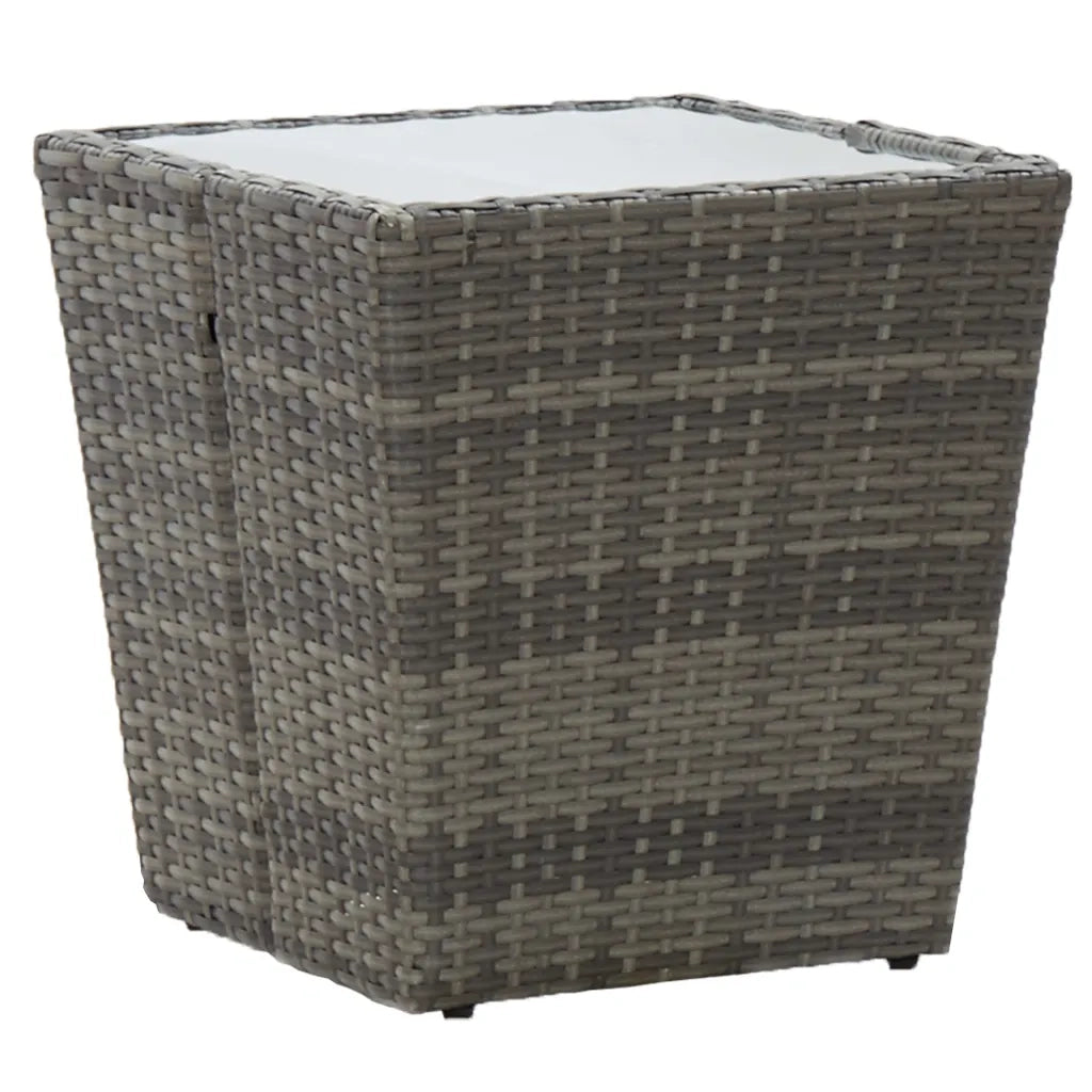 Set Bistrot Giardino 3 pz | Set Salotto da Giardino Polyrattan e Vetro Temperato Grigio