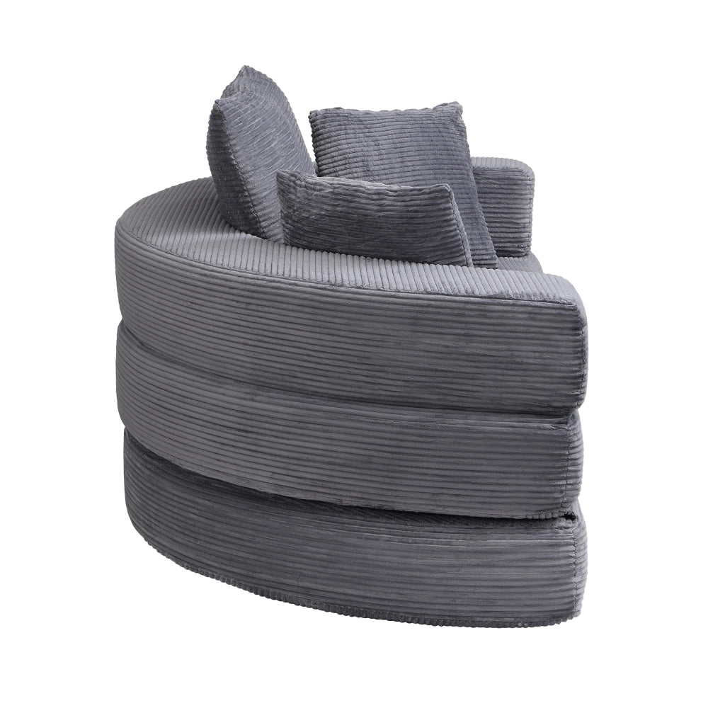 Divano letto pieghevole 2 in 1 con cuscini e bordo rialzato in velluto a coste grigio