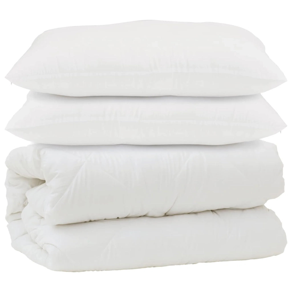 Piumone con cuscino 3 pcs Bianco Microfibra
