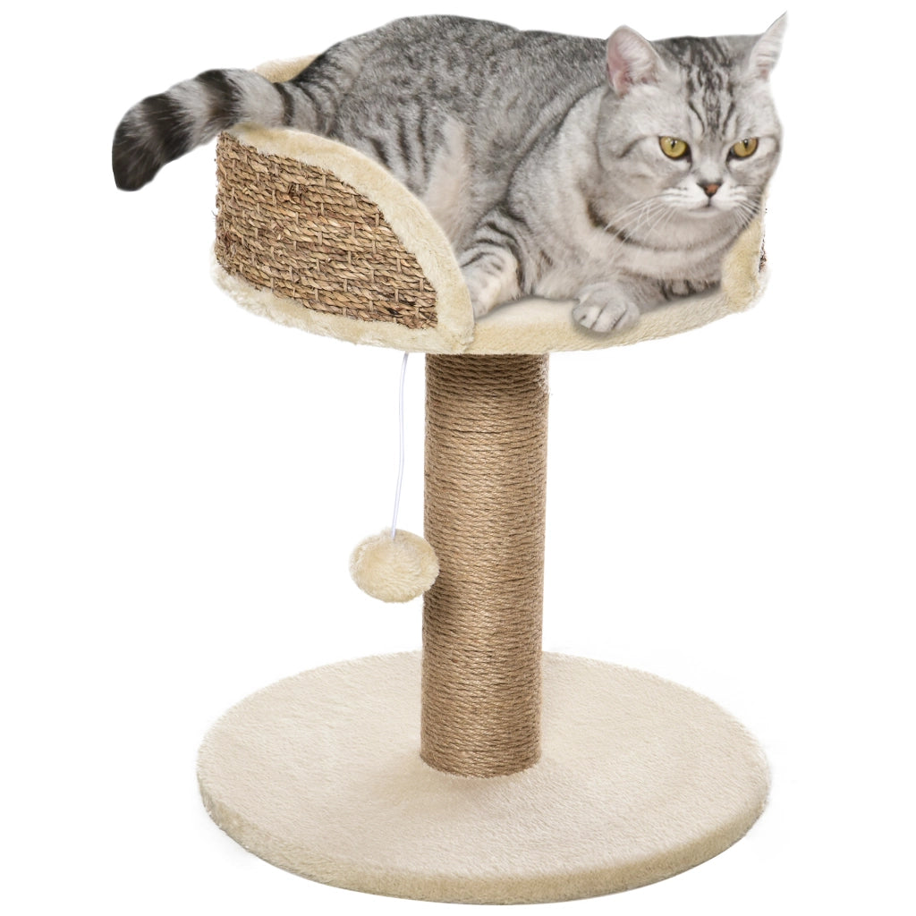 Tiragraffi per gatti con gioco pompon ¨C Minimal ¨C 40x40x49 cm sisal beige