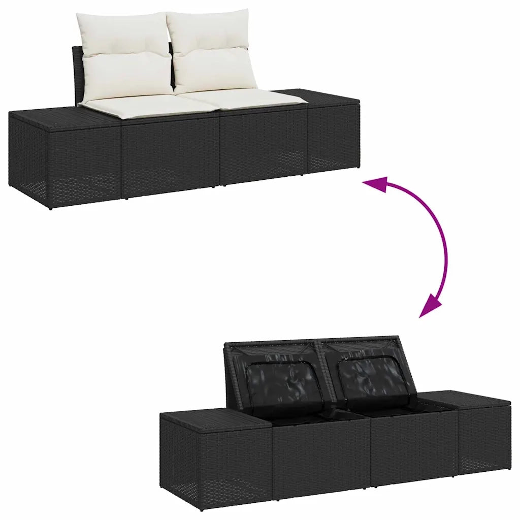 Set Divano da Giardino 4 pcs Nero e Crema polyrattan 3355676