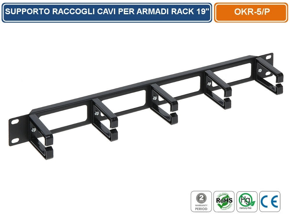 SUPPORTO RACCOGLI CAVI PER ARMADIO RACK 19" 1U