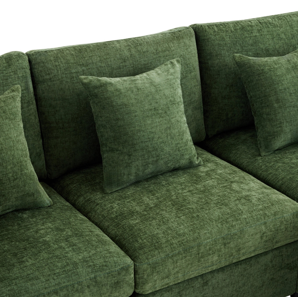 Divano modulare trasformabile in U e L 278x161x81 cm in ciniglia verde