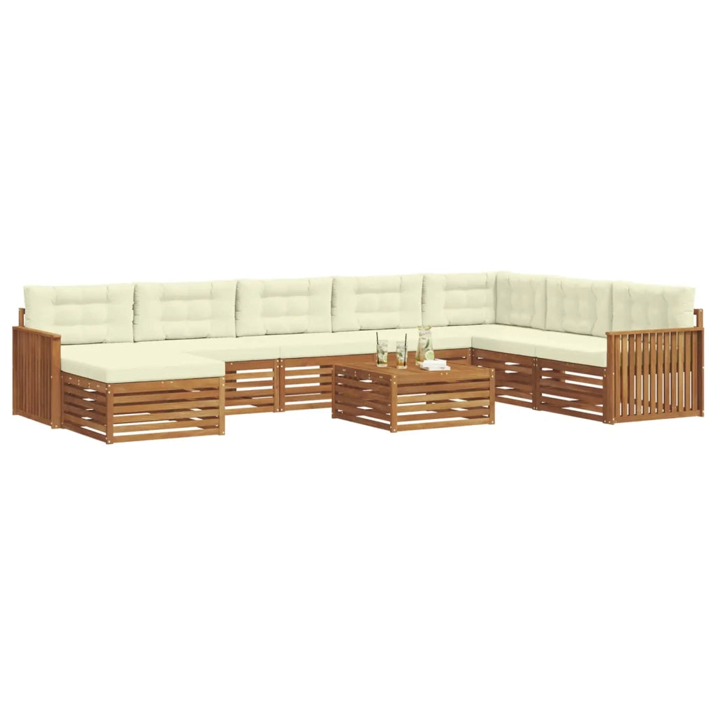 Set di divani da esterno con cuscino 9 pcs Naturale e Crema 3373975