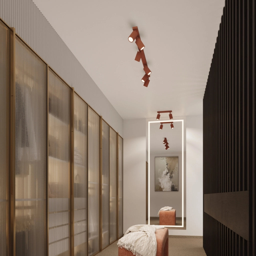 Lampada da parete KARBON rosso ocra con interruttore