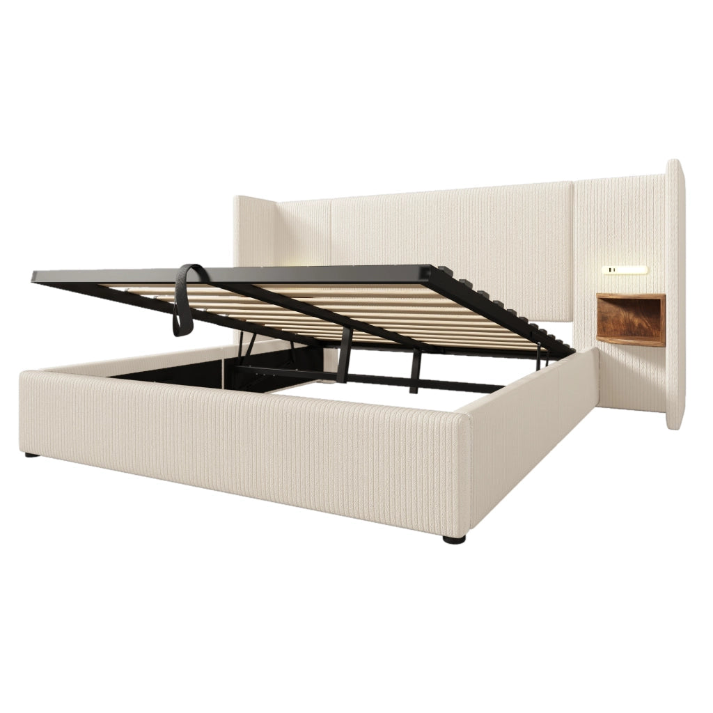 Letto matrimoniale 160x200 con contenitore beige