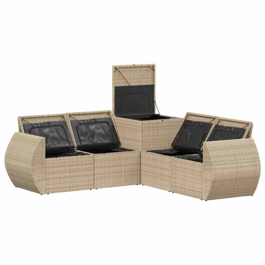 Set di divani 5 pz Beige e Bianco Crema 3447904