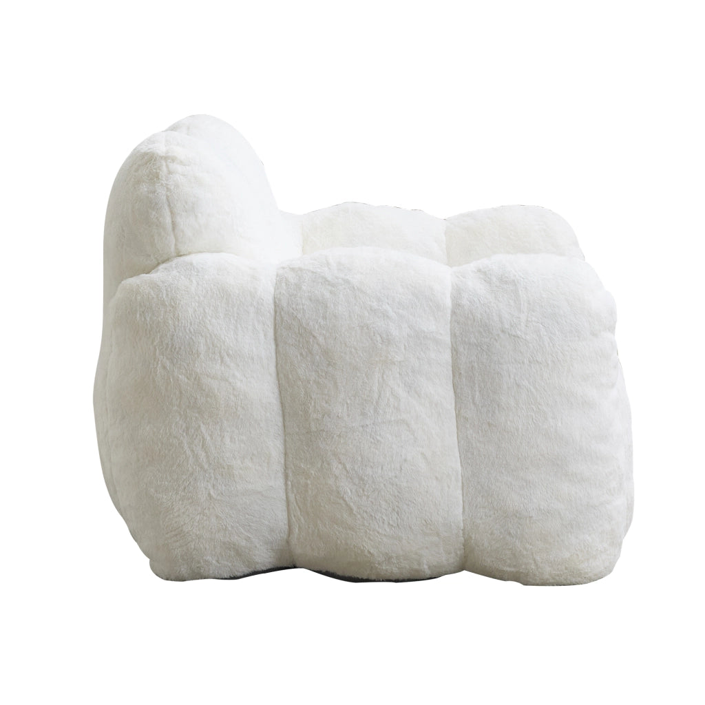 Poltrona a sacco a forma di loto in peluche bianco