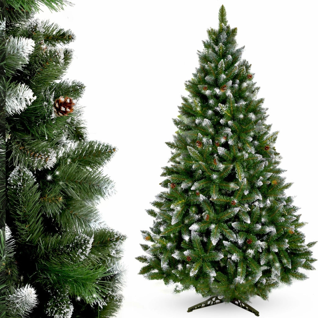 Albero di Natale artificiale KADAX realistico, 180 cm, denso, a forma di pino diamante, ricoperto di neve, di alta qualità.