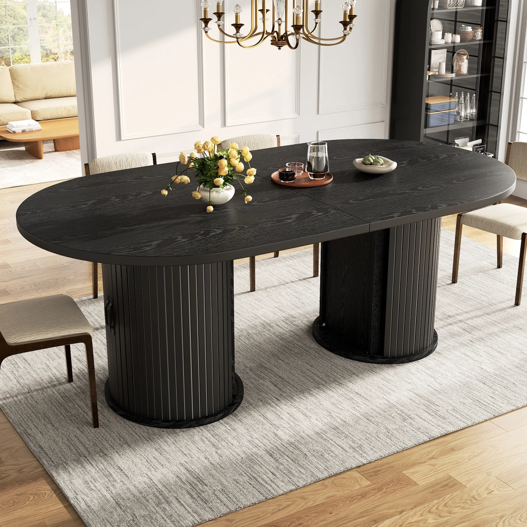 TAVOLO ALLUNGABILE 150-190x80x75 cm Nero in MDF con vano portaoggetti