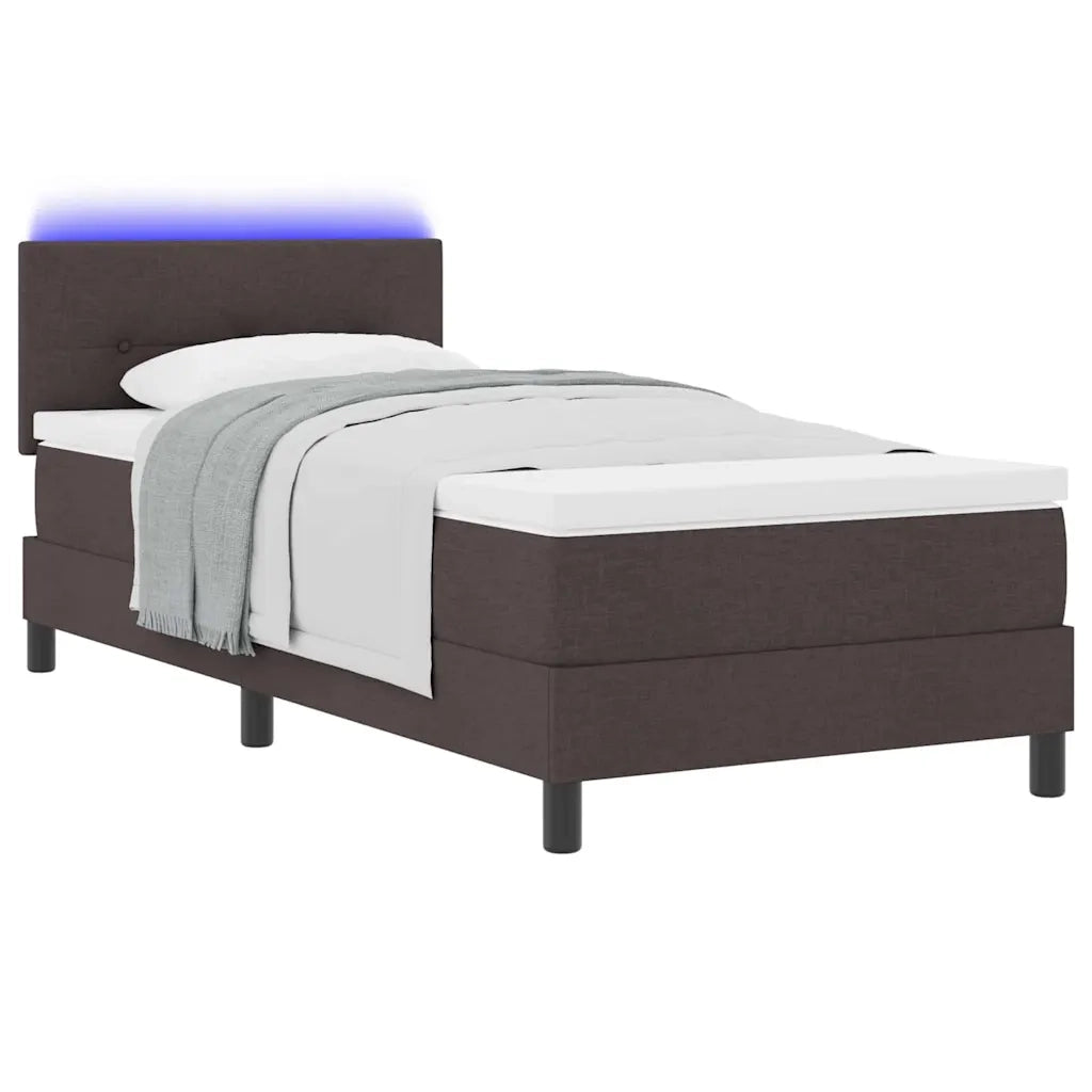 Letto a molle con materasso Marrone Scuro 90 x 200 cm Tessuto