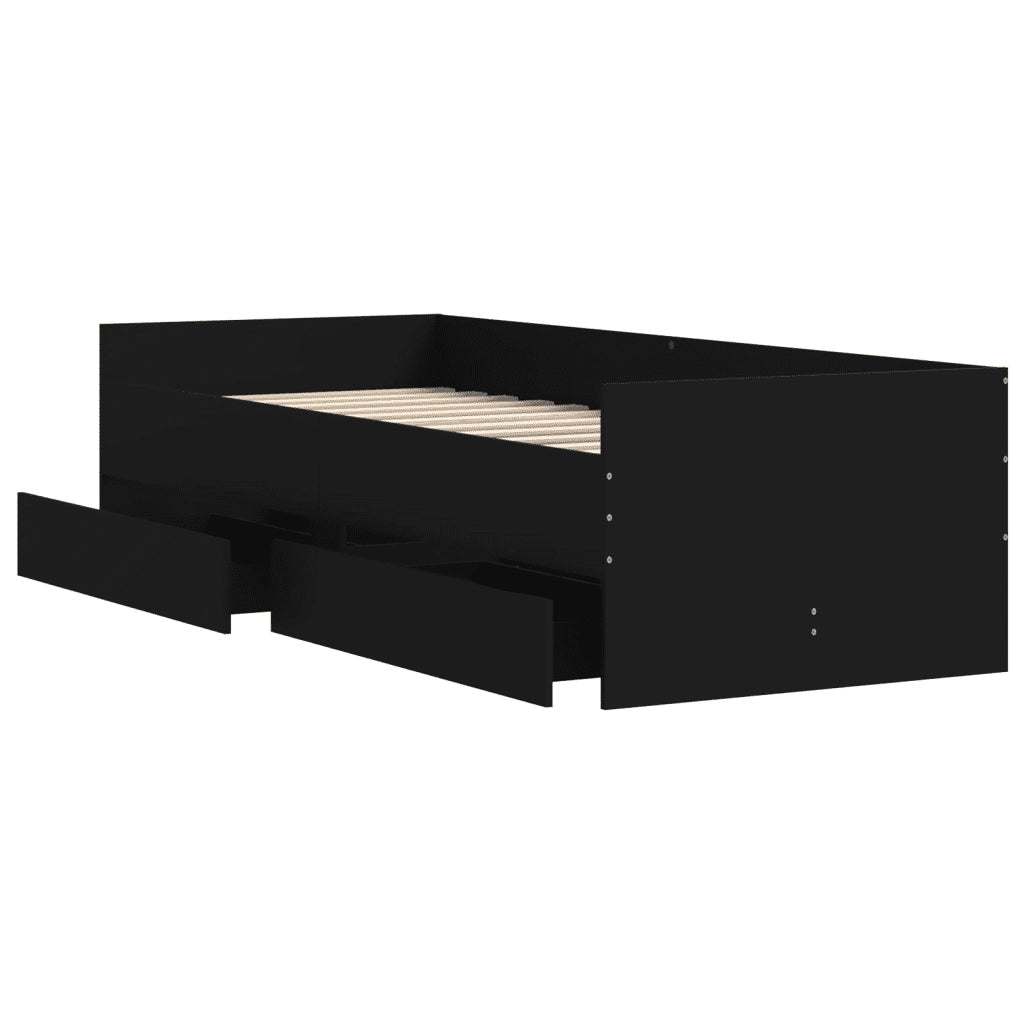 Giroletto-Struttura Letto Nero con Cassetti 75x190 cm Small Single 482499