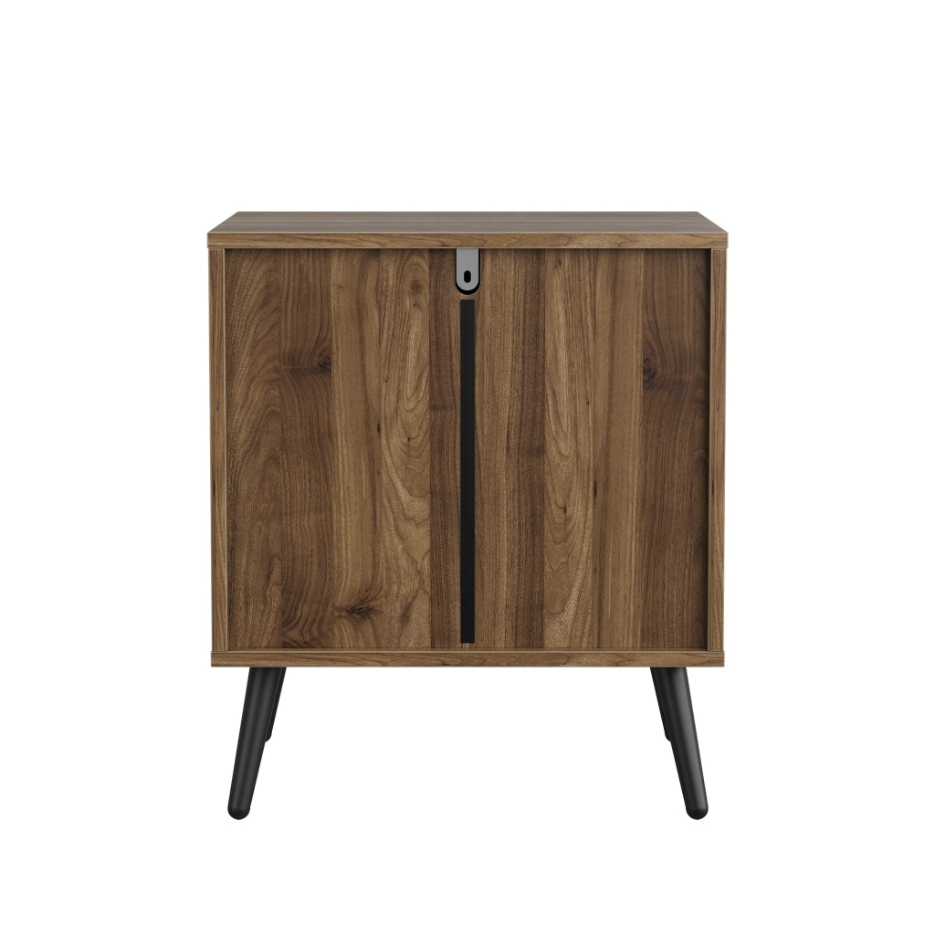 COMODINO 45 x 40 x 53 cm in MDF colore noce e metallo nero
