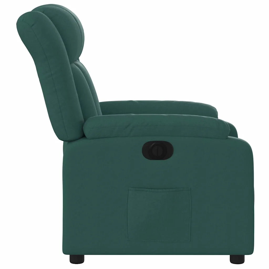 Poltrona | Sedia Relax Elettrica Reclinabile Verde Scuro in Tessuto