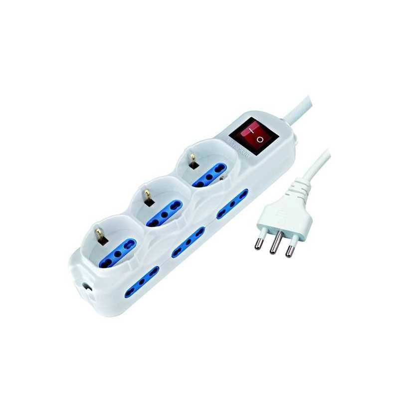 Multipresa 9 Prese con Interruttore Schuko+Bipasso Spina 16A