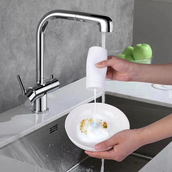Dispensatore di Sapone Liquido con Fusto di Silicone Divisibile - Bianco