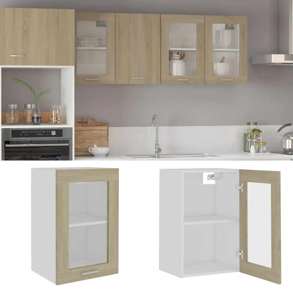 Mobile Pensile con Vetro “Lyon” Rovere Sonoma 40x31x60 cm 802508