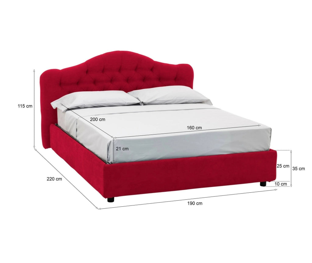 Letto Matrimoniale Alfer, Letto Matrimoniale Materasso Incluso Made in Italy, Rosso