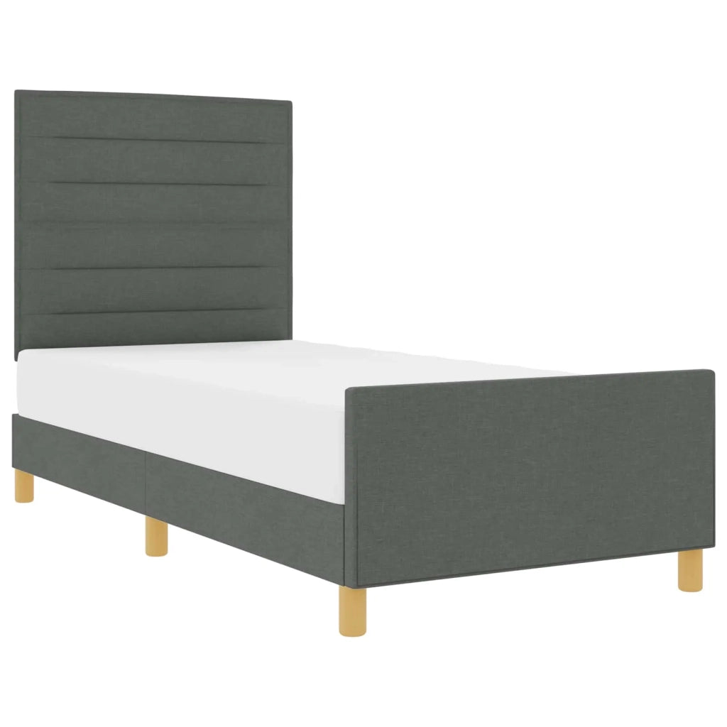 Struttura del letto Grigio scuro 90 x 200 cm Tessuto