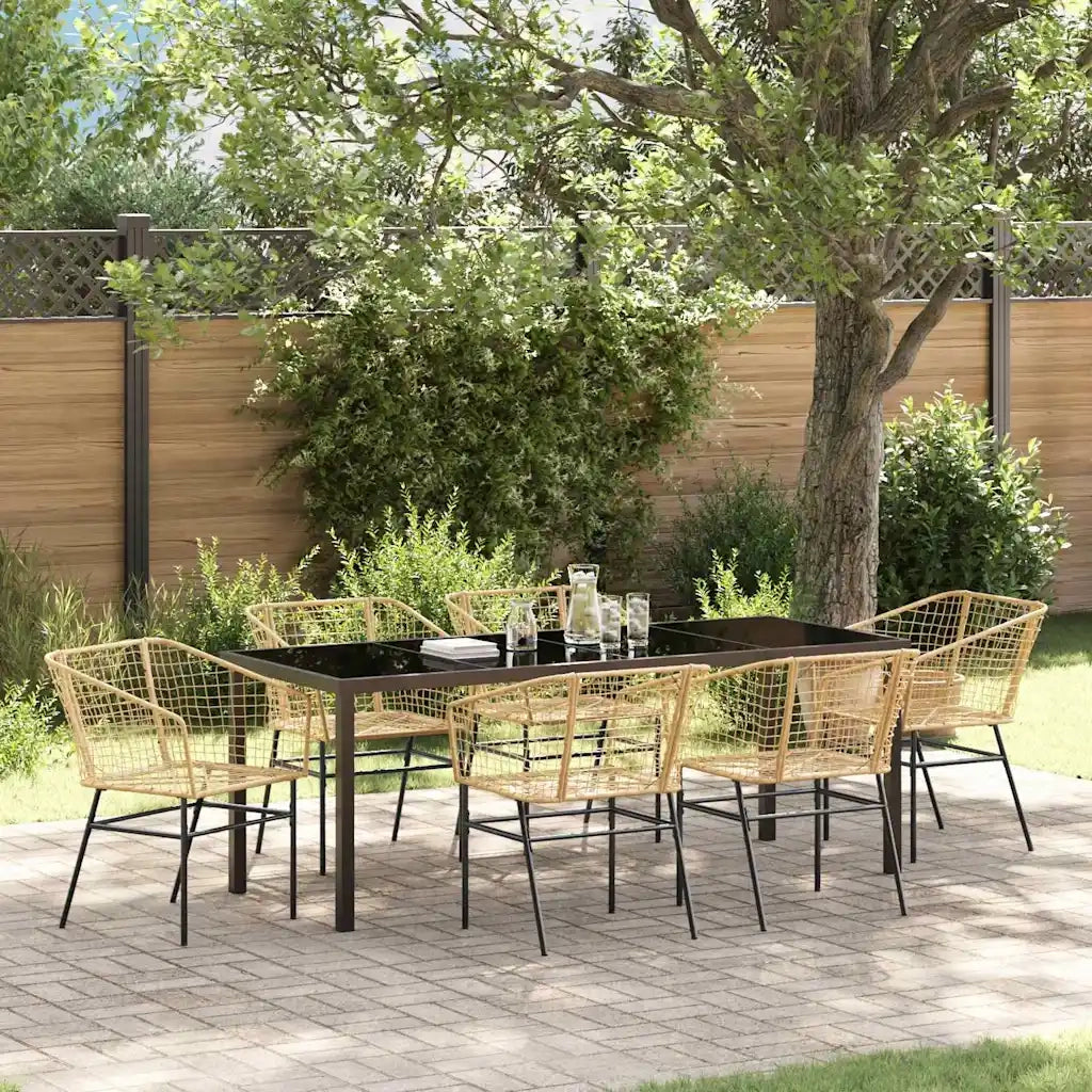 Set da Pranzo per Giardino 7 pcs Marrone polyrattan 3380902