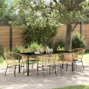Set da Pranzo per Giardino 7 pcs Marrone polyrattan 3380902