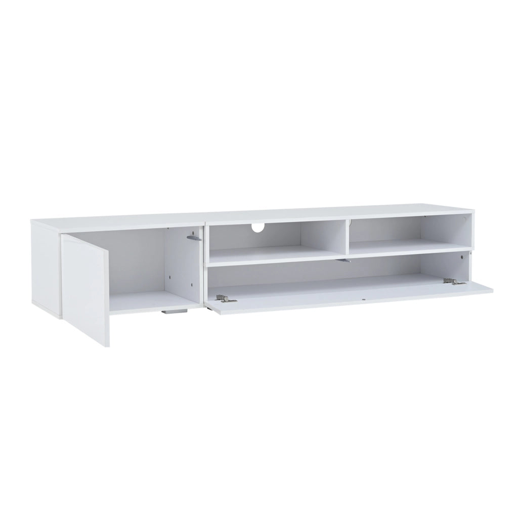Set mobile TV con LED; 175x39x34 cm; bianco; in pannello truciolare