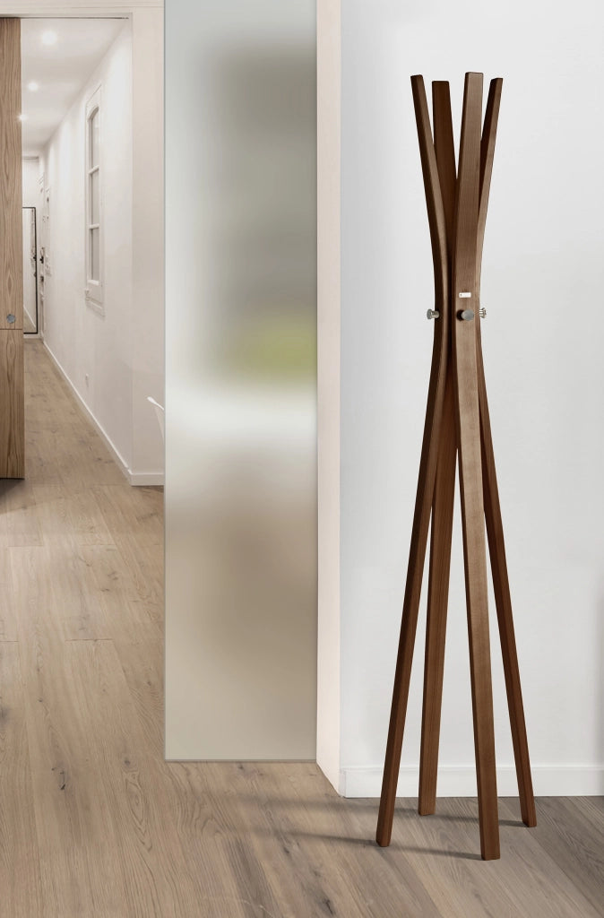 Attaccapanni Herdasa legno di faggio finitura noce 182x42x42