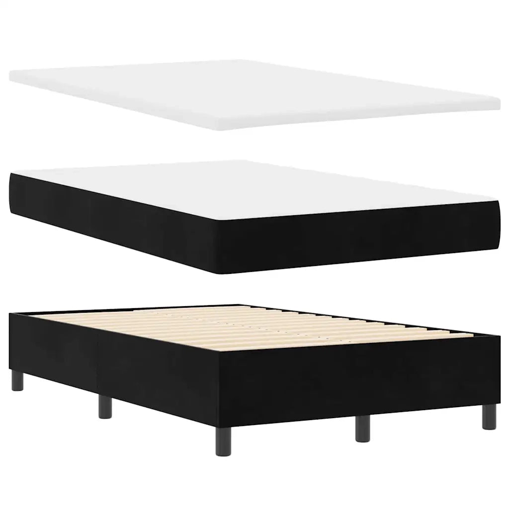 Letto a molle con materasso Nero 120 x 200 cm Velluto
