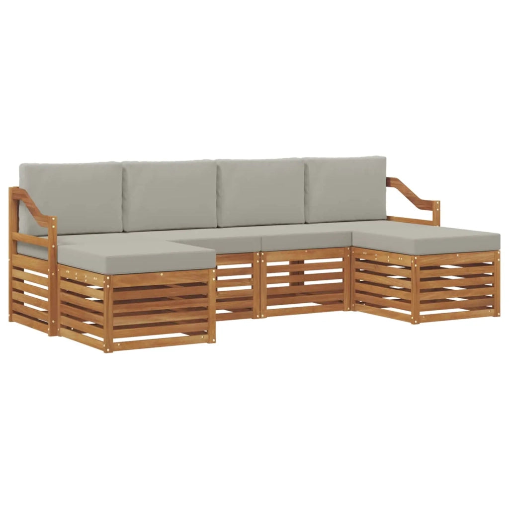 Set divani con cuscino 6 pcs Grigio Naturale e Chiaro 3375266