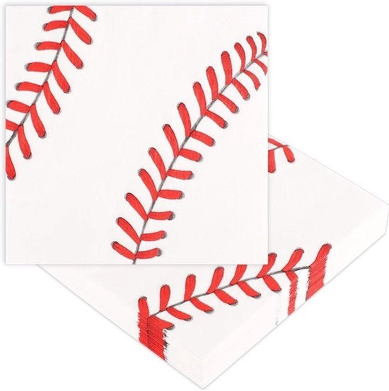 Servetten sportivi per festa - Decorazioni per festa - Papier - Decorazioni per festa - Sport - Adatto a diverse occasioni - Blu e bianco - 50 pezzi - 16,5x16,5cm - Disegno sportivo di baseball
