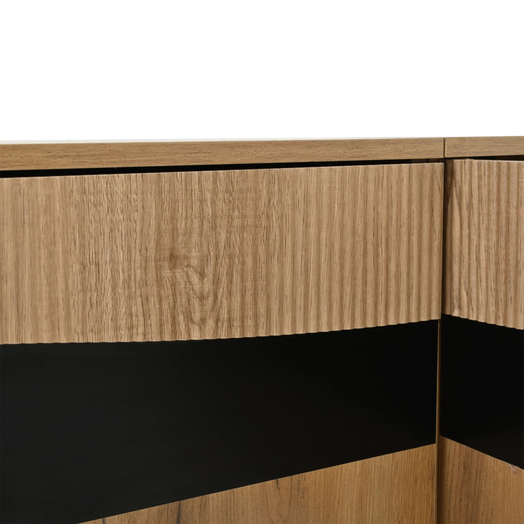 Mobile TV 180x40x50 cm con 4 ante in truciolare naturale e nero