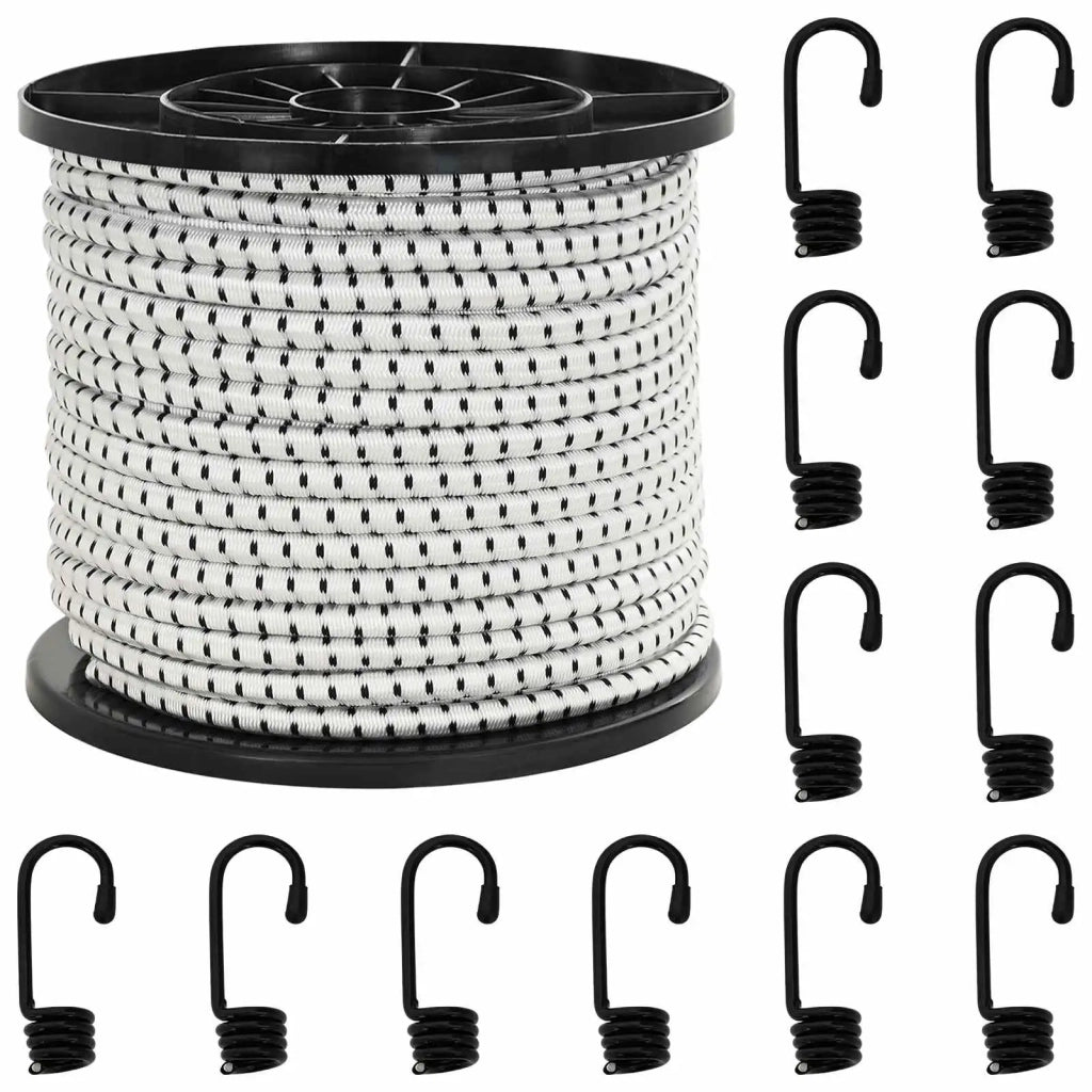 Corde Bungee con Ganci 10 mm Nero e Bianco PP e gomma 42047675