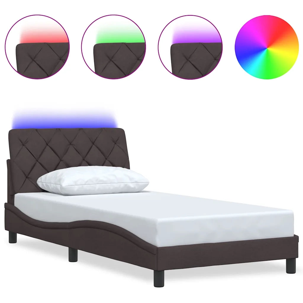 Giroletto con LED senza Materasso Marrone Scuro 100x200 cm