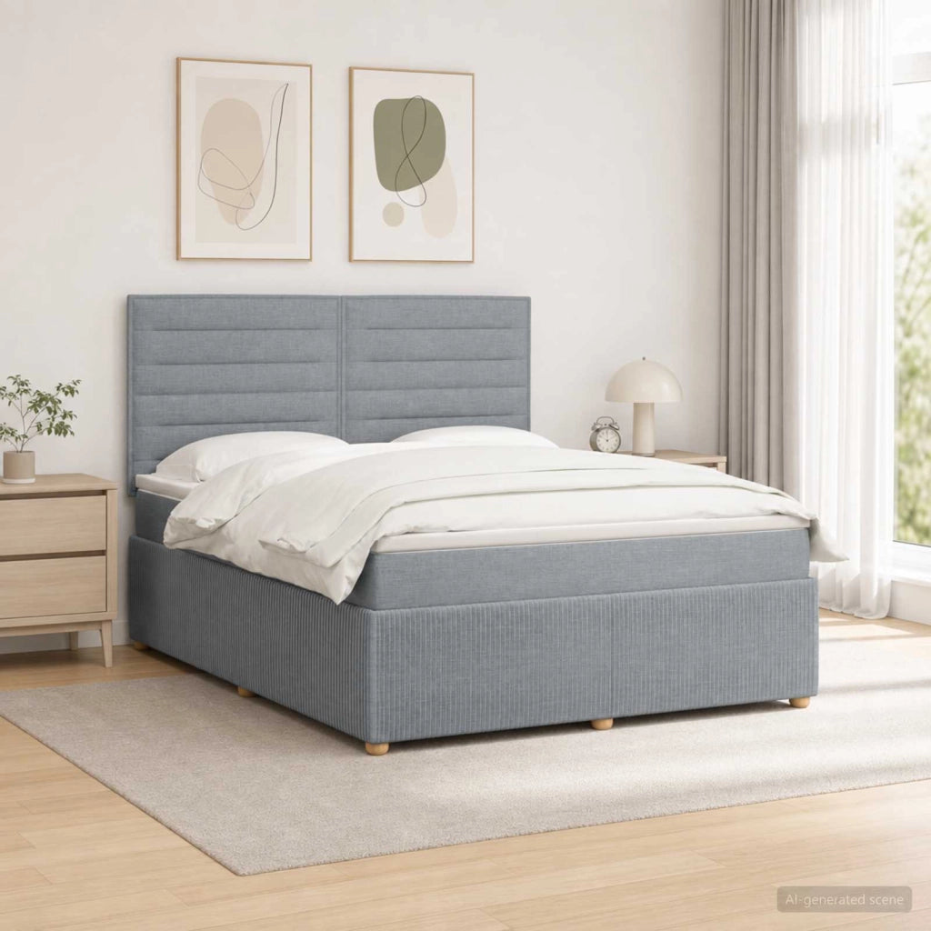 Letto Box Spring LED con Materasso Grigio Chiaro 140 x 200 cm 3455867