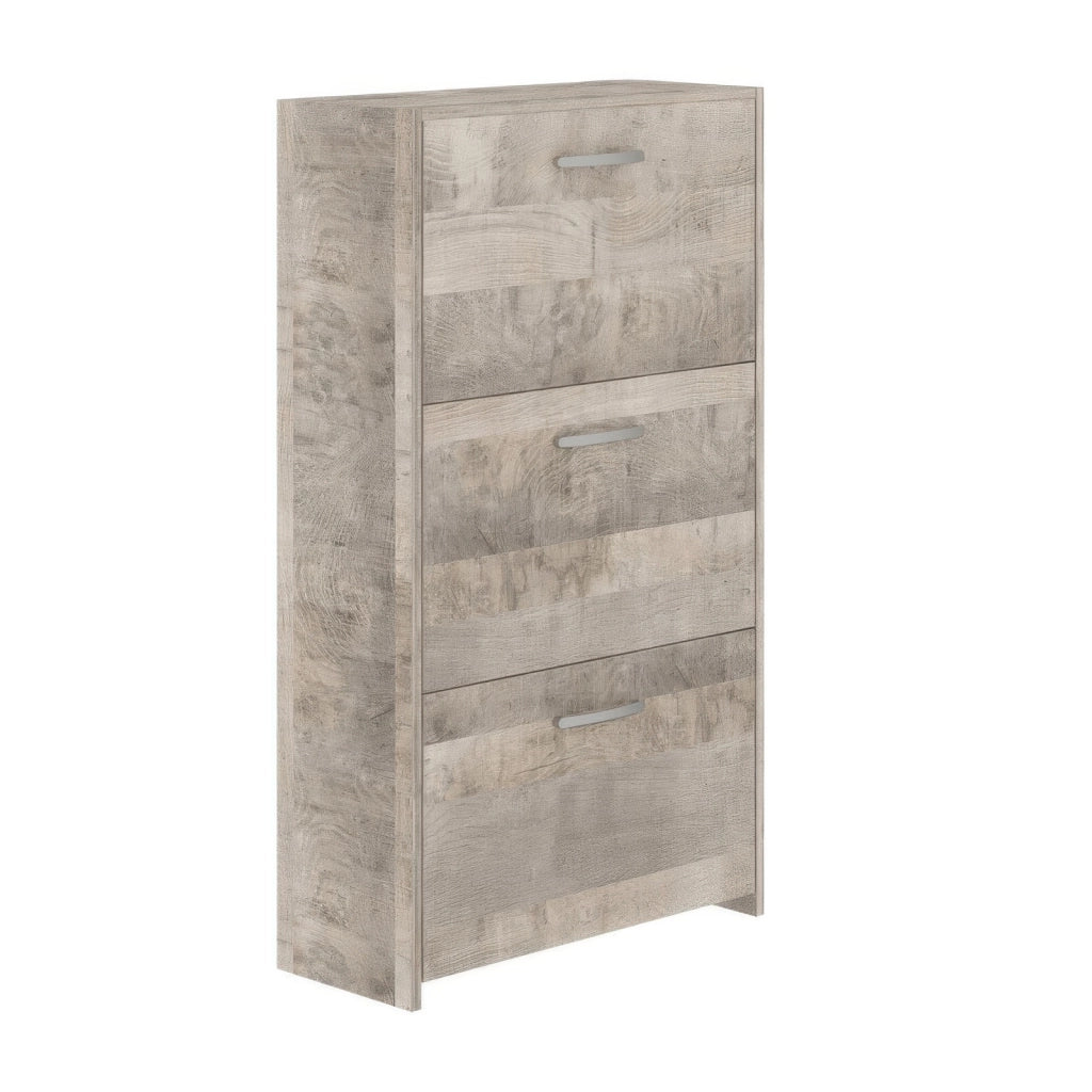 Scarpiera in Kit Rovere Platino 58 x 25 x h 105 cm a 3 Ante a Doppia Profondità