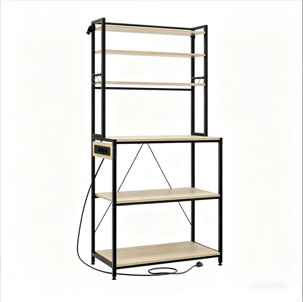 Scaffale cucina 80x40x167 cm rovere chiaro metallo, 6 ripiani
