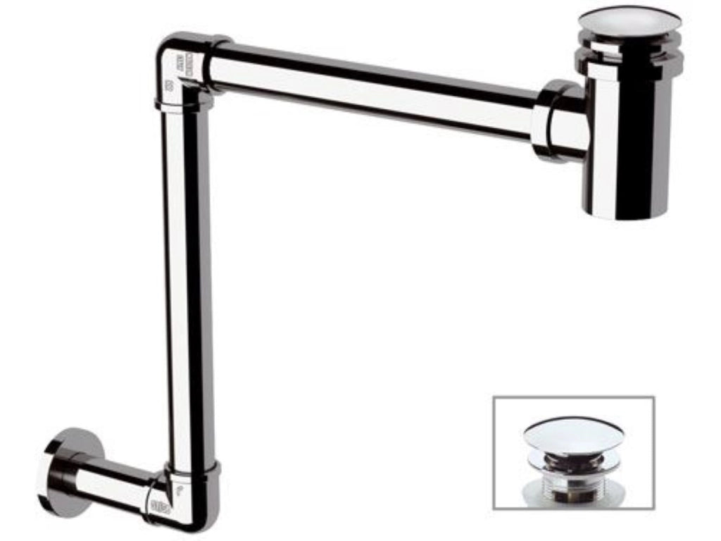 Sifone salvaspazio con piletta click-clack cromo
