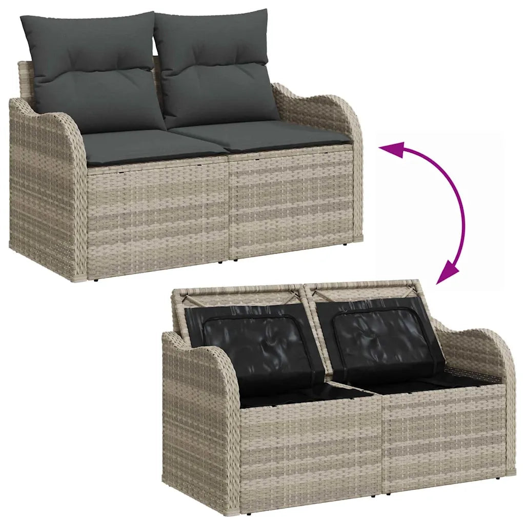Set Divano da Giardino 11 pcs Grigio chiaro polyrattan