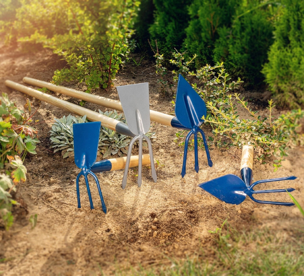 Zappa da giardino KADAX per scavare con forca da 8 cm e gancio da 133 cm