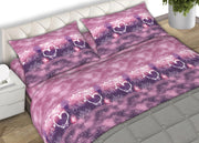 Completo Lenzuola In 100% Cotone Made In Italy Dis. Fires Colore Lilla C.N. - Matrimoniale - Lilla